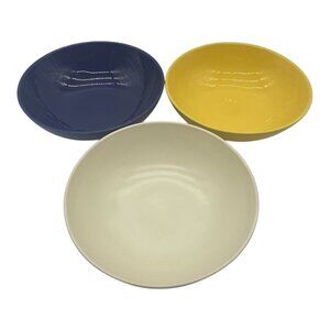 Franciscan Vintage (3) Serving Bowls 8.25 Inch Diameter Yellow, White, Blue